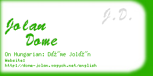 jolan dome business card
